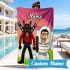 Custom Name Toilet Heart In Space Adventure Microfiber Beach Towel, Lightweight for Summer Travel, Swimming Pool Fan Gift