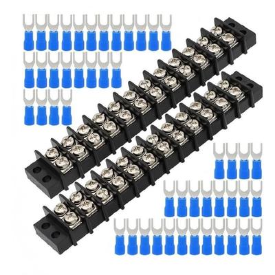 2pcs Double Row 2-12 Position Screw Terminal Blocks With Insulated Barriers For Secure Electrical Connection