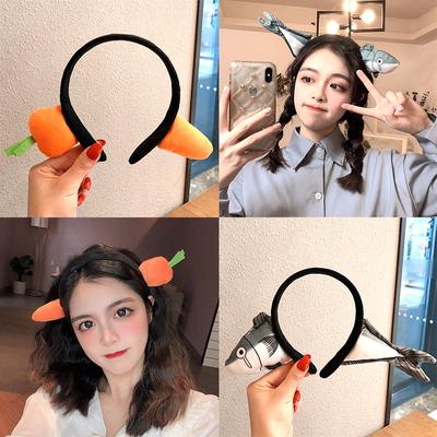 Lustiges Karotten-Stirnband für Damen elegant Gesalzener Fisch Tragen Sie es beim Gesichtswaschen und Ausgehen Haarband Mode Mädchen Kopfschmuck