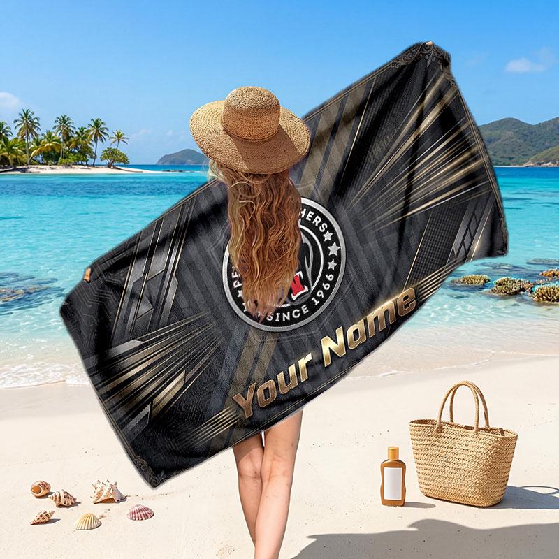 Penrith Panthers Customized Name Text Beach Towel, Soft Absorbent Towel Beach Pool Travel Personal Gift