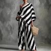 Retro Stripe Print Chiffon Top & Wide-Leg Pants Set