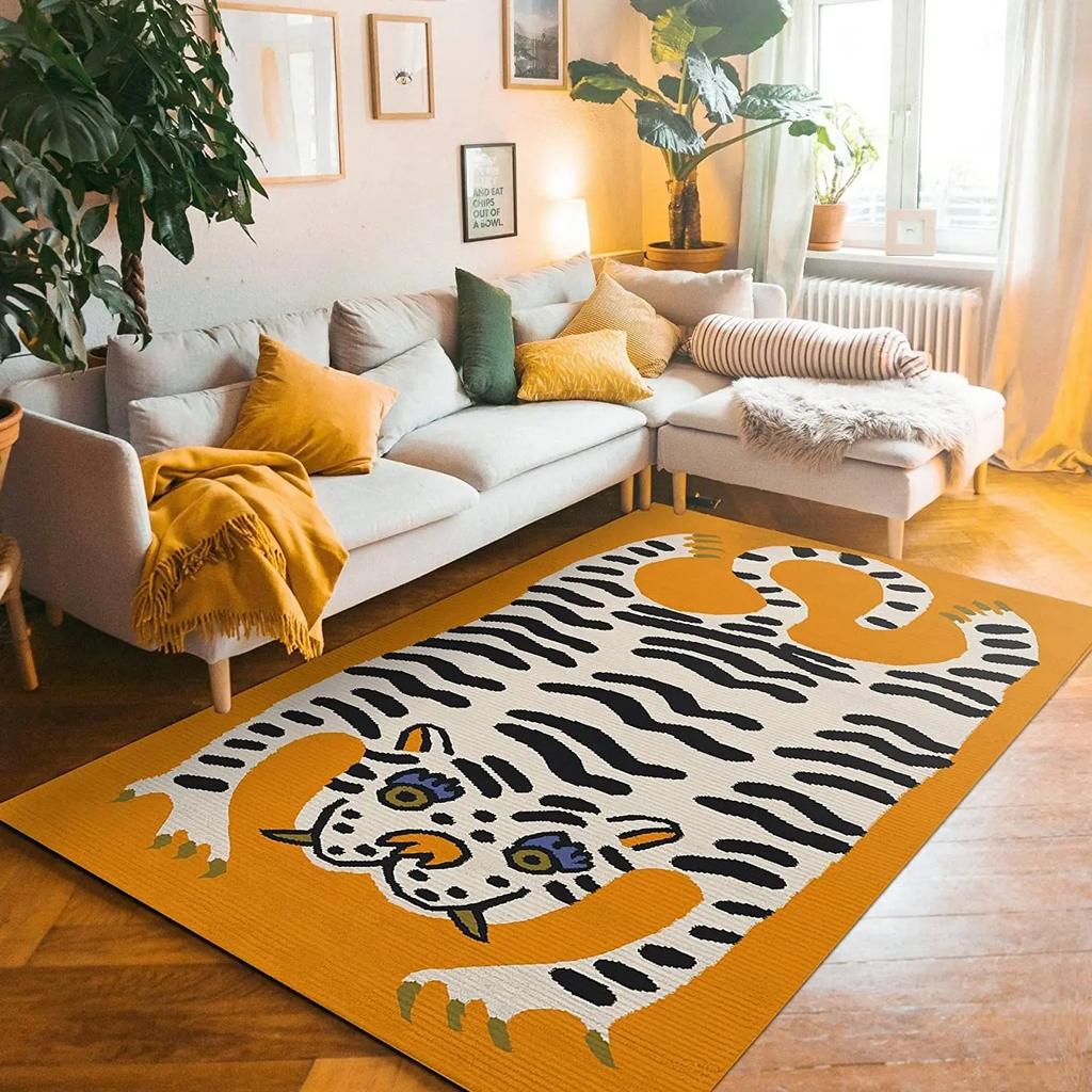 Tiger Konstnärligt Mönster Stor Matta för Hem Vardagsrum Sovrum Soffa Dörrmatta Dekor Barnlek Mattor Matta Halkfri Golvmatta