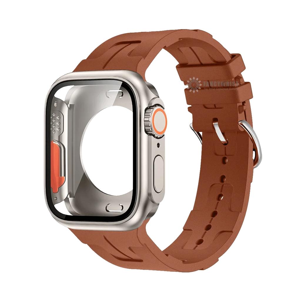 Original Silicone Band &Change To Ultra Case For Apple Watch 9 8 7 6 SE 5 4 Strap For iWatch Series 44mm 45mm 42mm 41mm Bracelet
