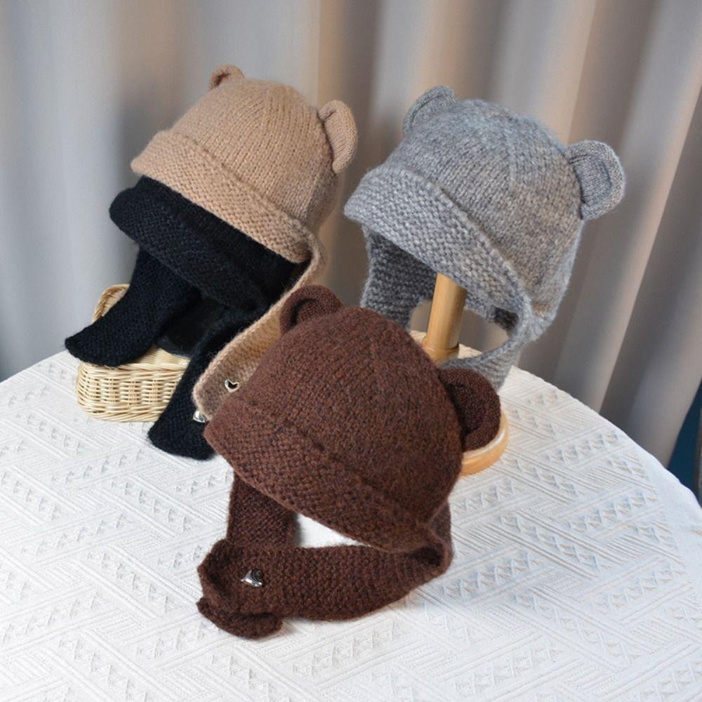 Neck Cold Proof Women Scarf Winter Hat Windproof Warm Knit Cap Knitted Balaclava Hat Female