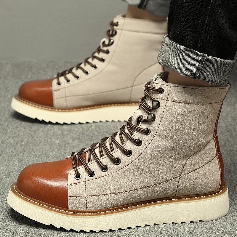 Leather Martin Boots Men's High-top Ami Kaji Short-face Boots Men's British Style Retro High-end Mid-top Men's Shoes