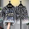 Personalized Colorful Stripes Letter Printed Kids T-shirt and Shorts 2 Piece Set Summer Casual Outfit for Boys and Girls Kids T-shirt Set