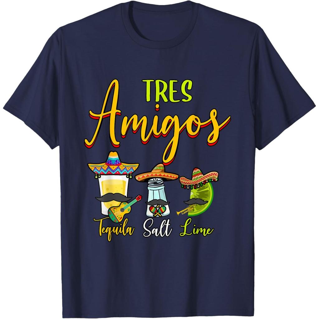 Tequila Salz Limette Tres Amigos Cinco De Mayo Grafik T-Shirt Lässiges Baumwoll-T-Shirt