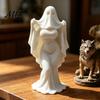 Draped Skirt Halloween Figure 3D Printed Ghost Bride Statue Ornament, Female Sculpture with Resin-like Craft Stable Base, Decorative Minimalist Spooky