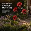 Red Flower Feeder with Garden Stake - Outdoor Backyard Decor