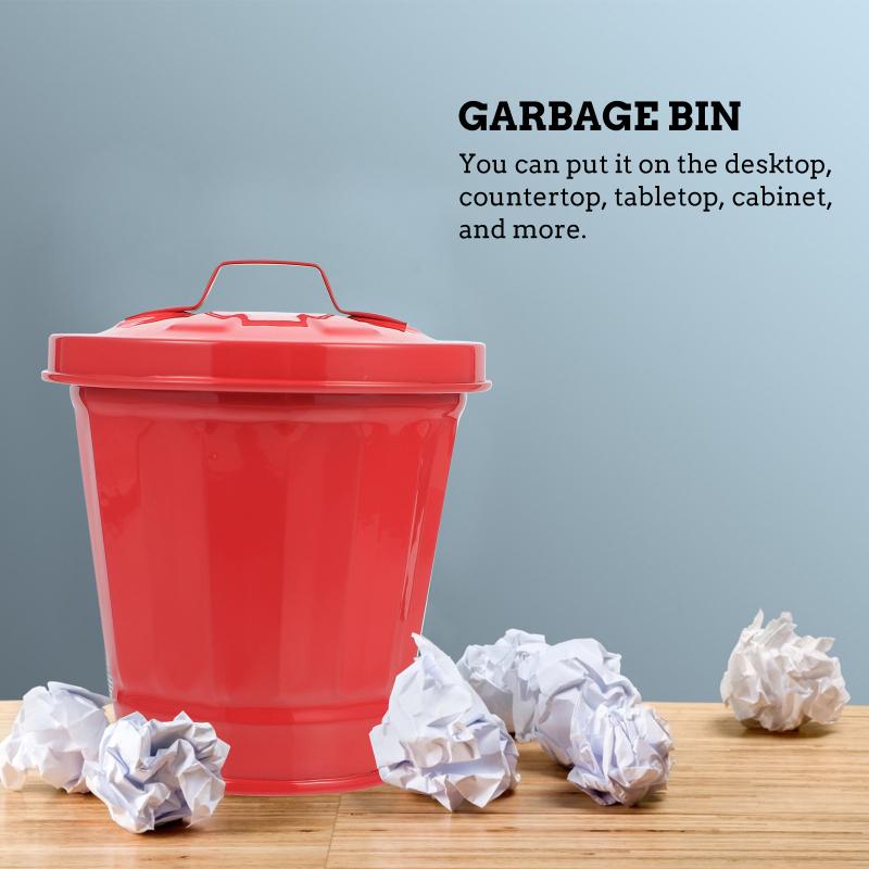 Car Trash Bin Can Garbage Outdoor Trashcan Debris Storage Flowerpot with Lid Disposable Red Mini Wastebasket Trash Office
