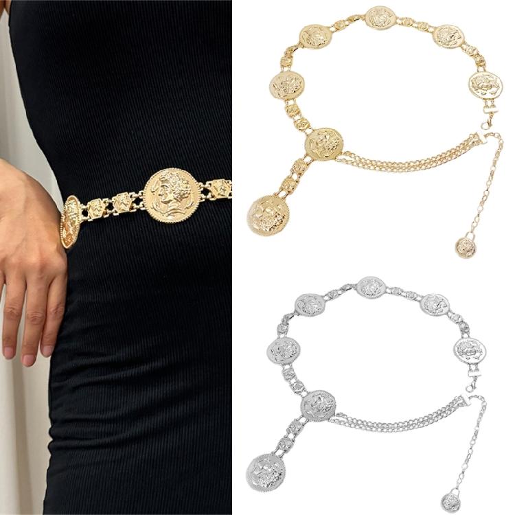 Elegant Waist Belt Aesthetic Head Charm Photo Props Belt for Jeans Dress Belt Body Jewelry Metallic Chain