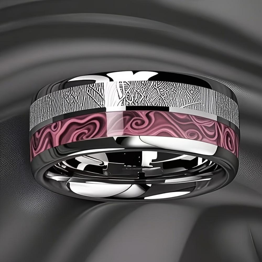 8MM New Agate Stone Inlay Polished Stainless Steel Rings for Women Men Wedding Band Accessories Jewelry Unisex Ring for Gift