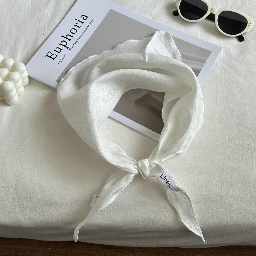 Breathable Linen Scarf Thin Fabric Triangular Binder Fashion Triangle Scarf  Vacation Use