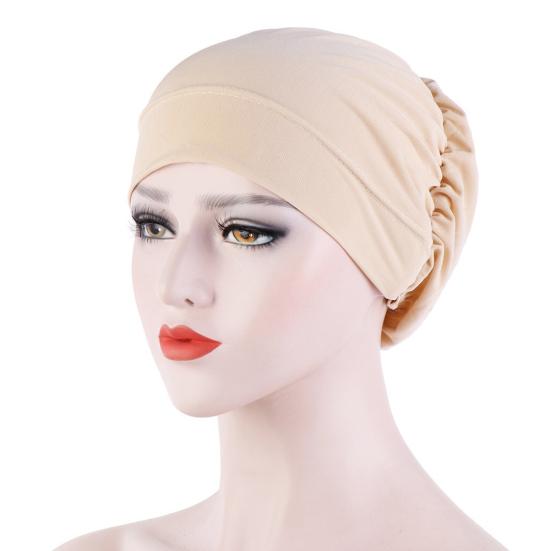 Women Small Solid Color Soft Knotted Night Sleep Beanie Bonnet Chemo Hat Cover
