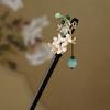 Decorative Chinese Style Flower Hair Sticks Handmade with Tassel Hair Chopsticks Retro Hair Fork Wooden Hairpin for Hanfu
