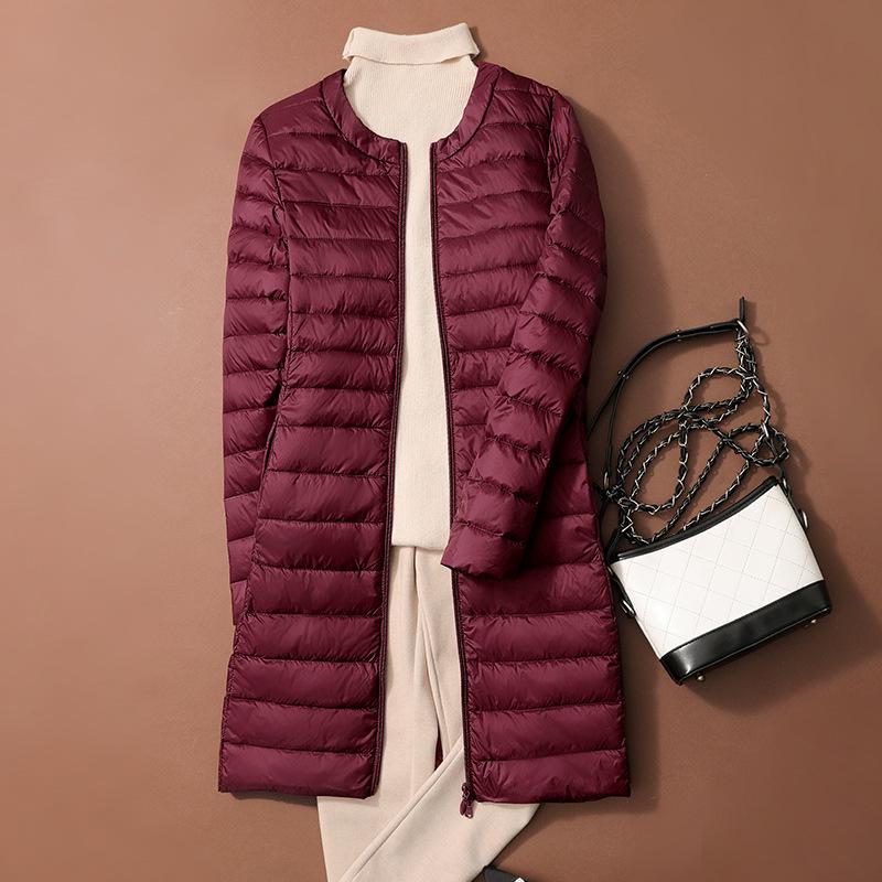 Women's Down Jacket Mid Long Autumn Round Neck Jacket