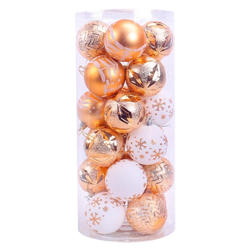 24Pcs Hand Painted Christmas Sphere Ornament Christmas Hand Painted Sphere Ornament Handmade Festival Tree Decorations золотой