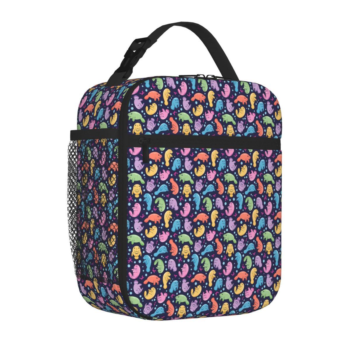 Bestselling Cute Manatee Pattern Colorful Underwater Pattern Multi Pocket Picnic Lunch Bag Downtown Work Lunch Box Bag One Size