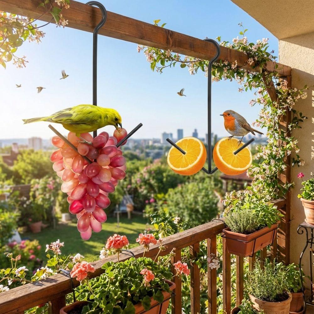 Metal Fruit Bird Feeder Hanging Hook Pet Food Storage Rack Hummingbird Feeder  Yard Porch