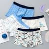4 Pcs High Quality Children's Underwear for Kids Cartoon Cat Shorts Soft Cotton Underpants Boys Teenage Striped Panties 4-16T