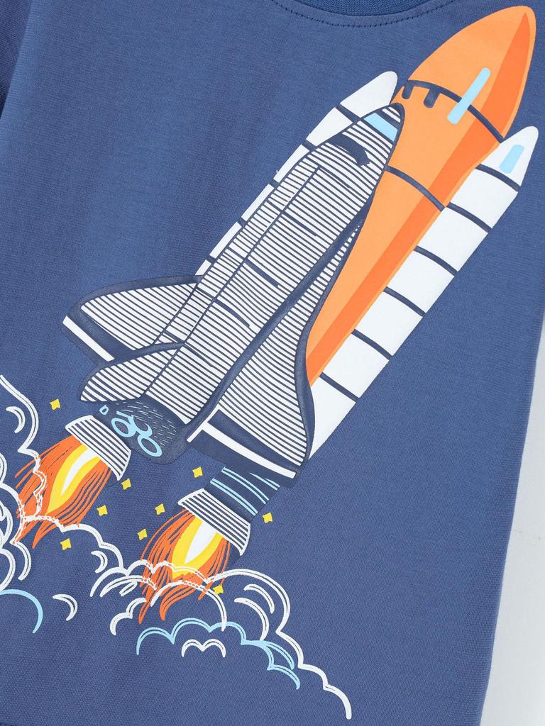 New Summer Boys' Rocket Print Short Sleeve T-shirt - European American Fashion
