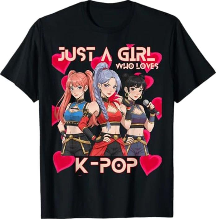Valentine Day k pop Kids Love Heart Girls K-pop T-Shirt 4XL