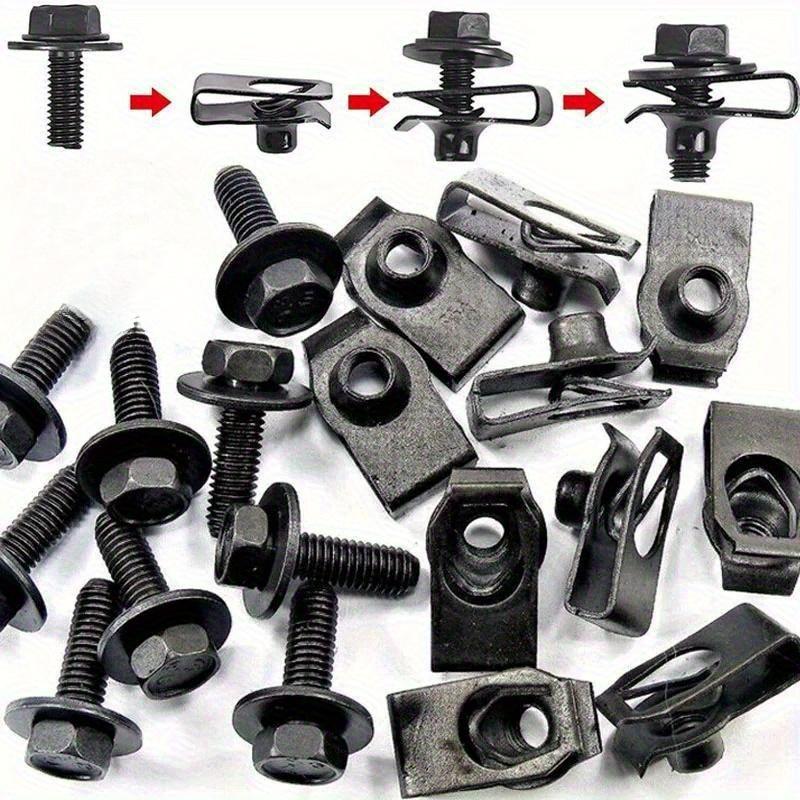 20 stycken Motorkåpa Underplåt Stänkskydd Skydd Stötfångare Skärm Foder Hållare Fäste Bilkarossbultar & U-muttrar Klämmor Nitbultar.