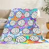 Volleyball Cartoon Print Flannel Blanket - Cozy and Warm, Great for Bed, Travel, Sofa, Camping and Office Decoration, Christmas