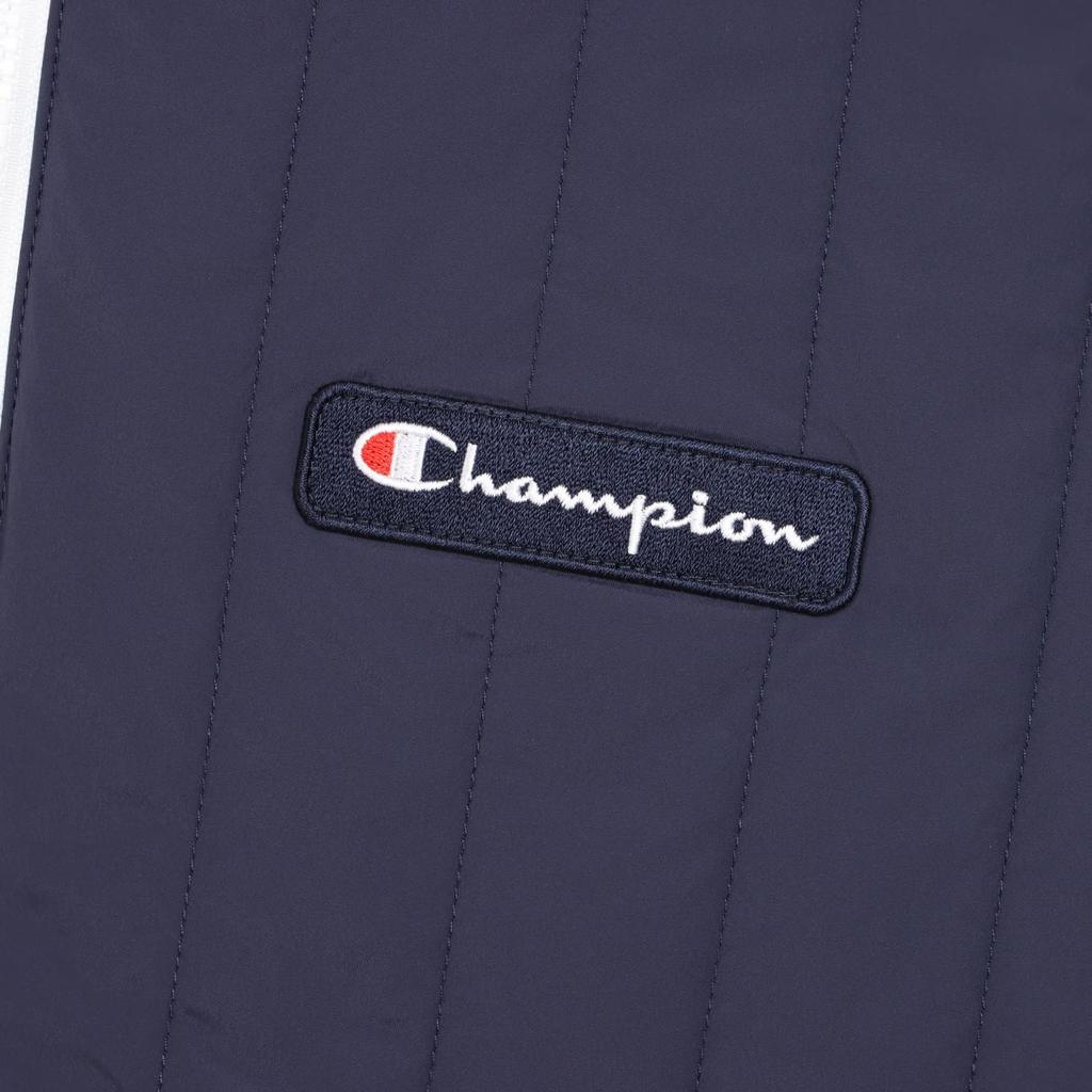 Champion Long Sleeve Crew Neck Stretch Warm Windproof Script Logo Zip Jacket Men's Water-Repellent (C3-AG603, Navy)