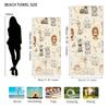 Cute Animal-themed Beach Towel, Featuring Soft Beige as the Base with Printed Cartoon Animal Patterns Like Giraffes