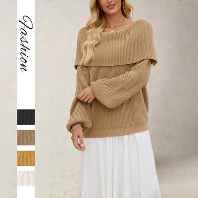 New Autumn and Winter Hot Sale Women's Loose Knit Sweater One-neck Pullover Sweater