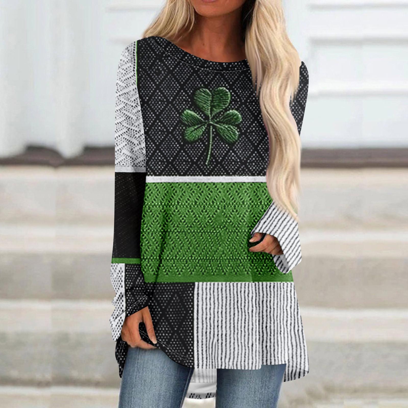 

Жіноча повсякденна модна блузка середньої довжини з довгим рукавом і кольоровим принтом XXXL