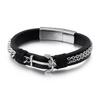 European-American Stainless Steel & Leather Anchor Bracelet - Creative Design