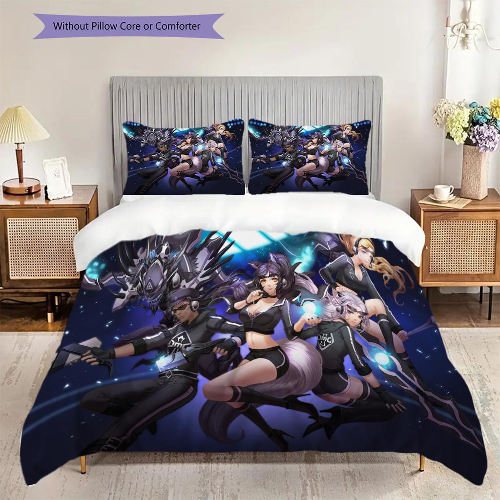 Fantasy Warriors Unite Three-piece set (1 * duvet cover + 2 * pillowcase, without core) 2D Flat Bedding set Duvet cover and pillowcase