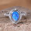 Cute Water Drop Stone Ring Blue Fire Opal Wedding Rings For Women Silver Color Engagement  Accessory Mother's Day Gifts