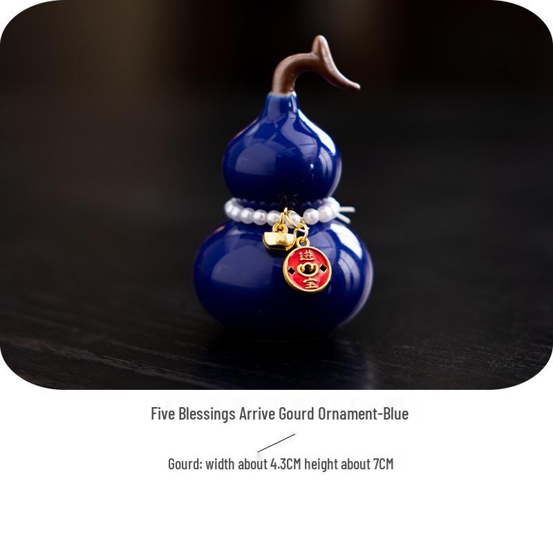 Prosperity and Fortune Ceramic Gourd Tea Pet Ornament for Tea Table and Room Decoration