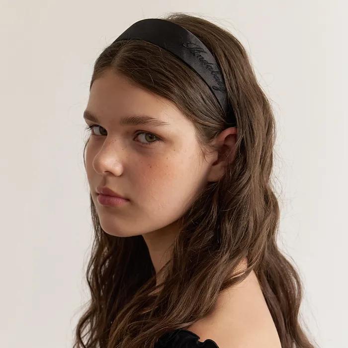 classic satin hairband - black