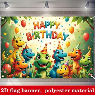 2D Bunter Dinosaurier Alles Gute zum Geburtstag Hintergrund Dschungel Thema Kinderparty Dekoration Banner