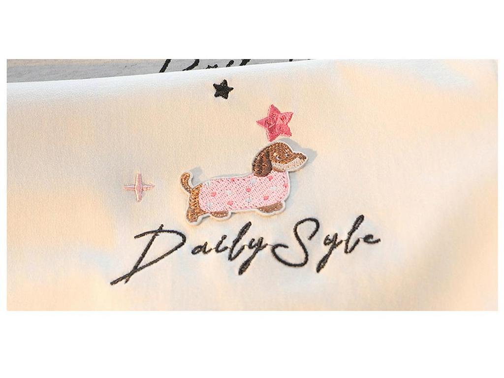 American Chic Embroidered Puppy Short-Sleeve Cotton T-Shirt for Women – Summer Loose Fit Cute Top