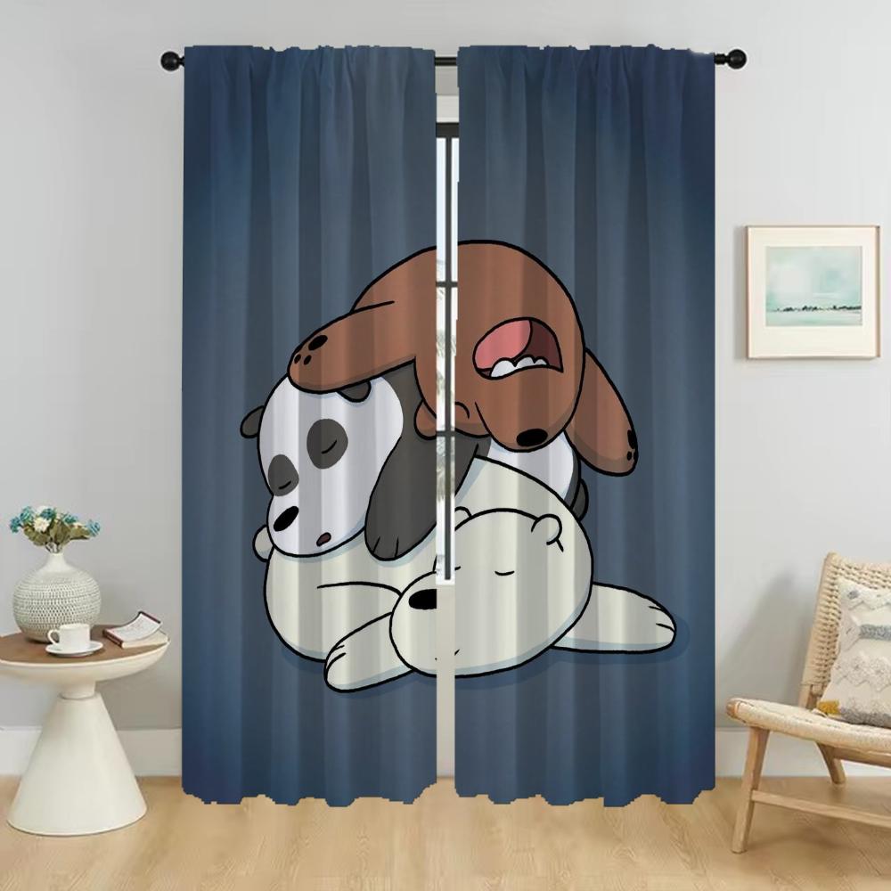 Blackout Curtains for Living Room We Bear Bears Home Interior Curtains 2 Pieces Window Curtain Halloween Decoration Partition
