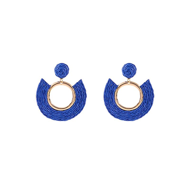 Exaggerated Oval Leather Dangle Earrings: Colorful, Hollow, Holiday Style