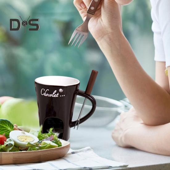 Schokoladenfondue-Becher mit Gabeln, Kerze, 130 ml, Keramik-Schokoladenschmelzbecher, Mini-Schmelztiegel für Butter, Geburtstags- und Hochzeitsgeschenke