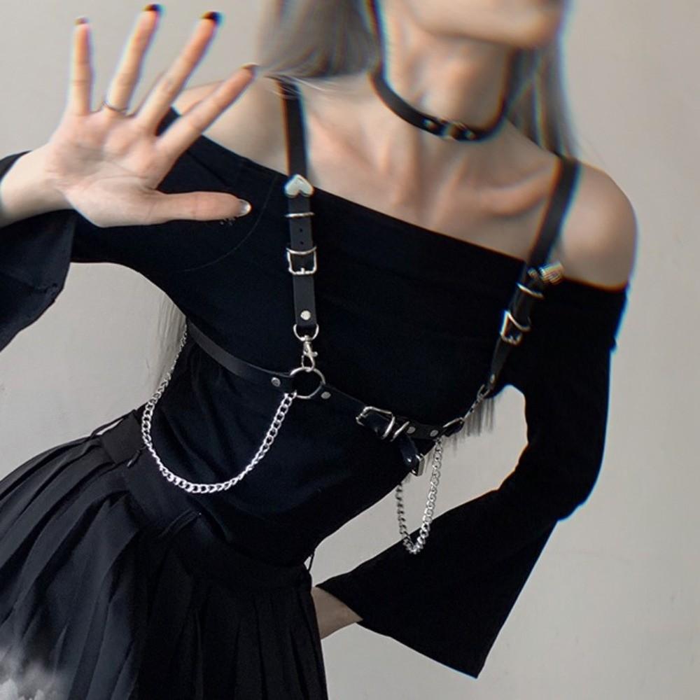 Metal Waist Chain Punk JK Leg Loop Personality Skirt Belt  Women