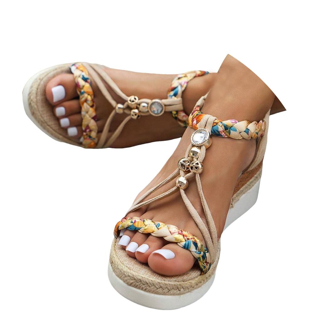 Womens Summer Sandals Size 9 Women'S Thick Soled Braided Hollow Casual Shoes For Outdoor Wear In Spring And Sandales Femmes éTé