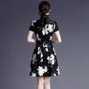 Summer New Tie-Up Slim Fit Printed V-Neck Ruched Waist Dress for Women