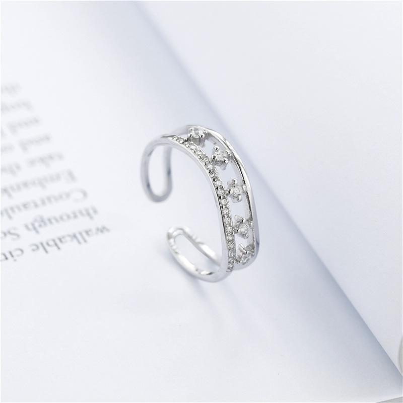 

Серебро 925 пробы Двойное счастливое кольцо Мода Простое открытое кольцо женского пола