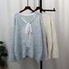 Spring New Splicing Lace Bow Design Sense Sequined Knitted Sweater Top Loose Sweater Pullover Women