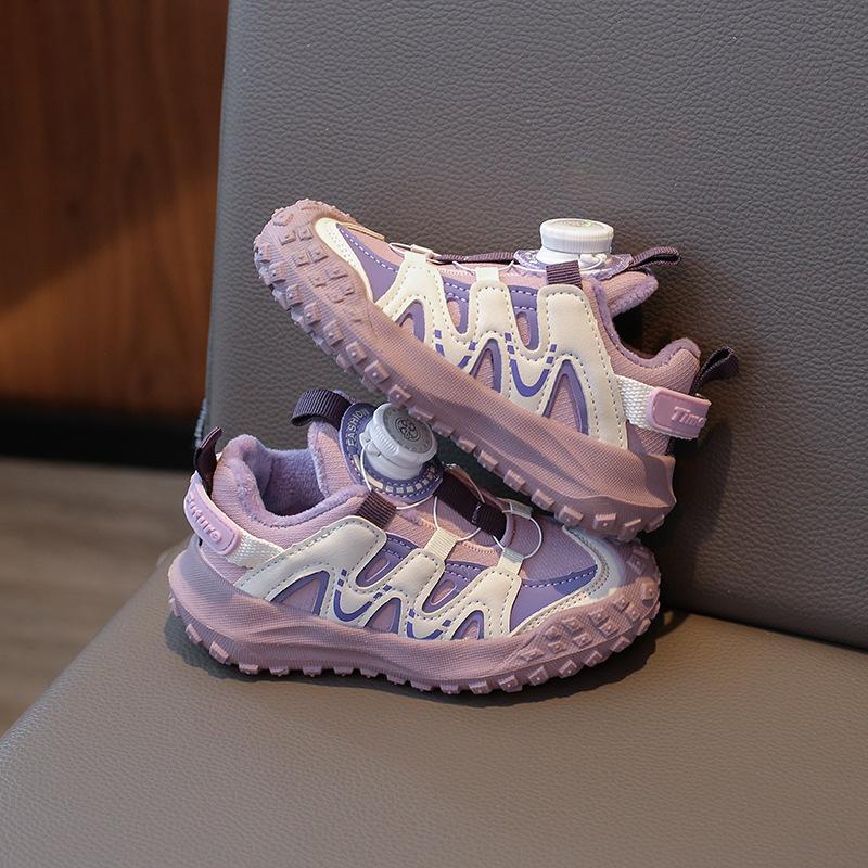 Boys Black Sneakers 2025 Autumn New Fried Street Running Children's Shoes Soft-soled Boys Dad Two Cotton Shoes