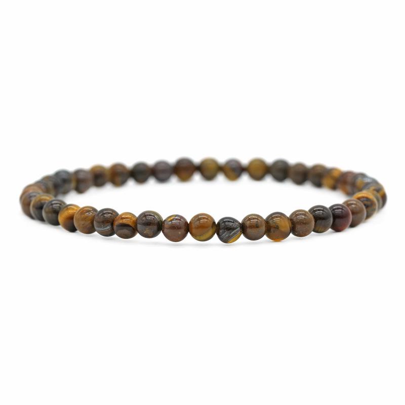 Fresh Style 4MM Agate Tiger's Eye & Volcanic Rock Beaded Bracelet