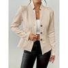 QICED Women's Vintage Casual Solid Color Print Autumn Winter Long Sleeve POLO Neck Jackets & Coats